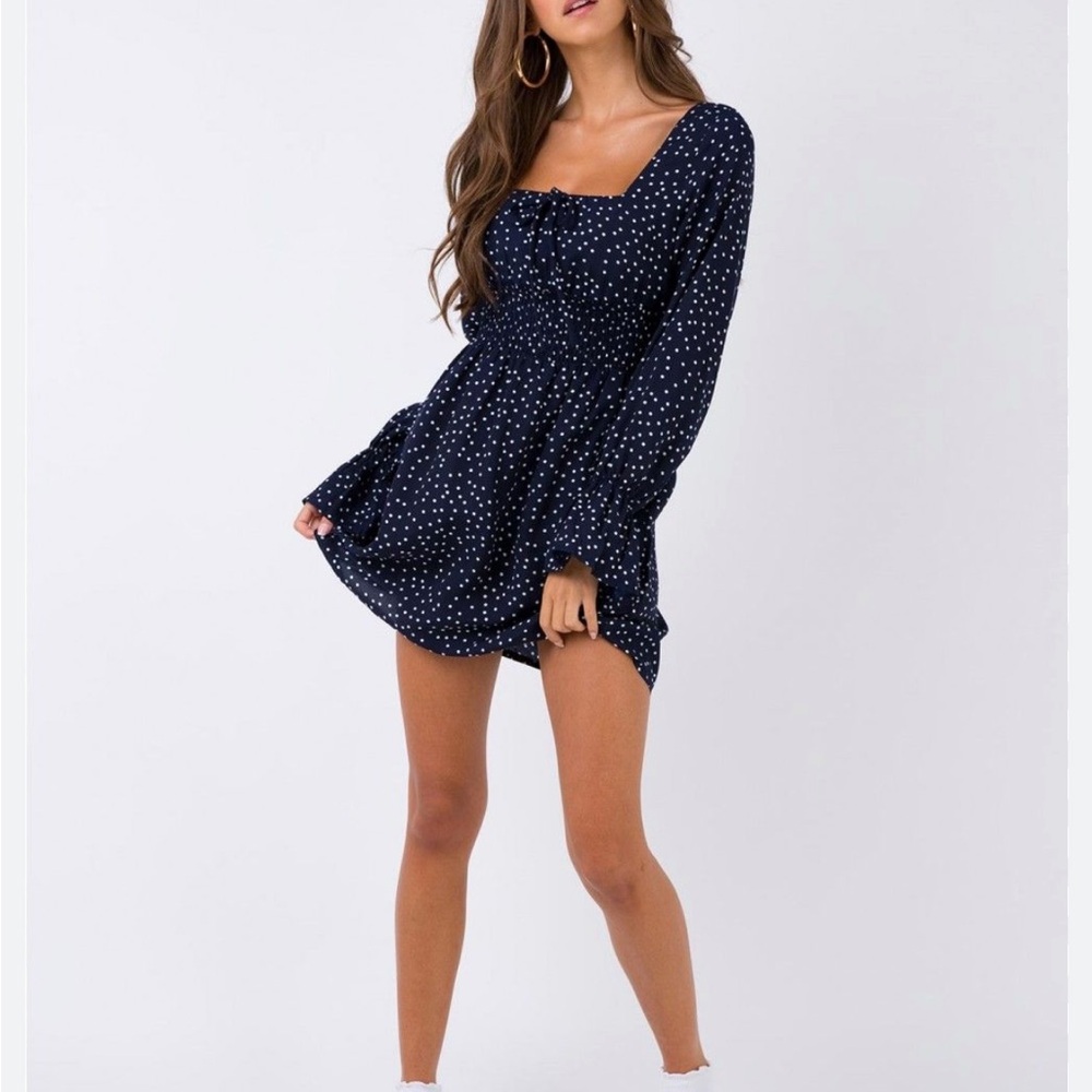 Princess Polly Vertigo Blue Polka Dot Dress